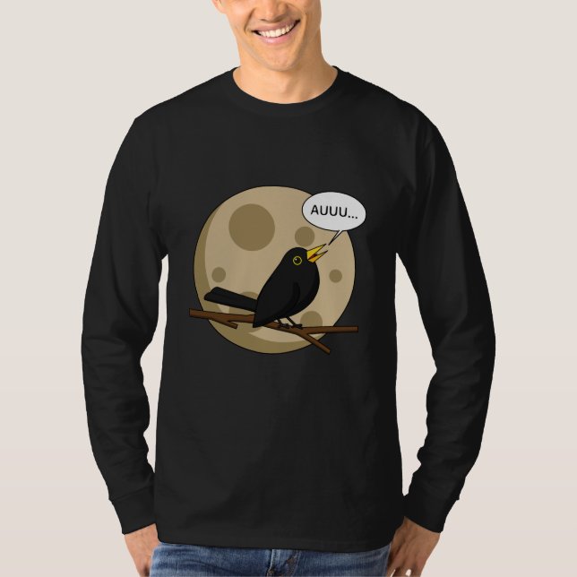 T-shirt The Werebird - Blackbird Howling at the Moon Comic (Devant)