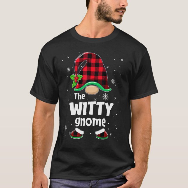 T-shirt The Witty Gnome Buffalo Plaid Christmas Matching F (Devant)