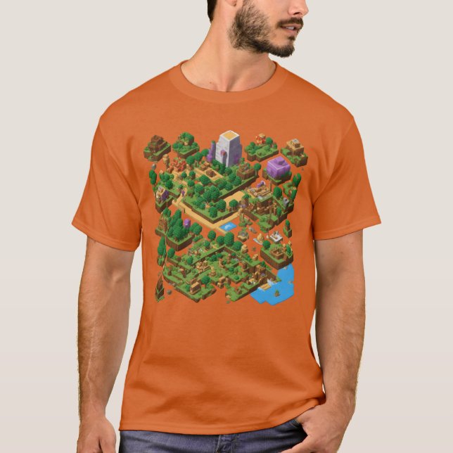 T-shirt The world of classic video games boy funny (Devant)