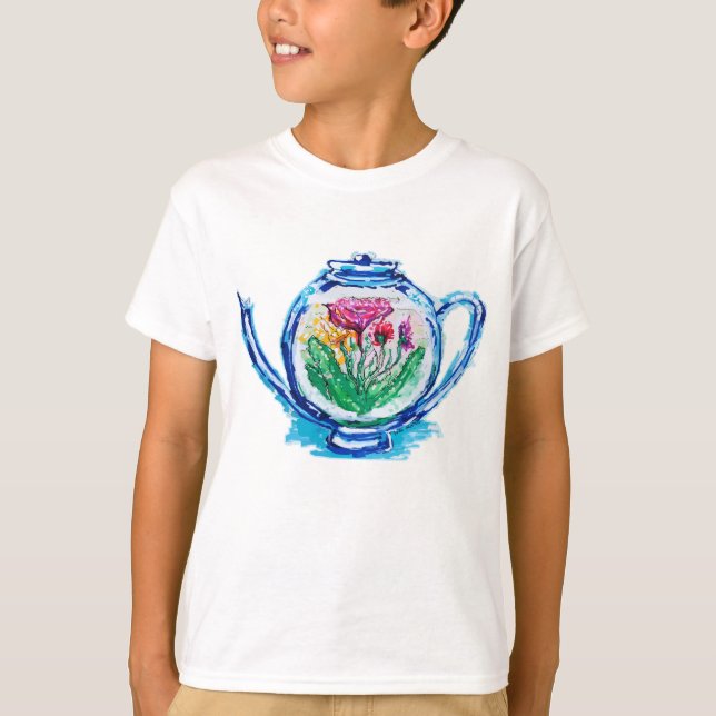 T-shirt Théière à fleurs (Devant)