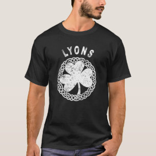 T-shirt Thème Celtique Lyons Nom de famille irlandais T Sh