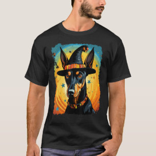 T-shirt Thème de Halloween Chien Doberman Art Pop Tendance
