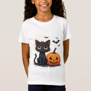 T-Shirt Thème de Halloween Magie Chat Noir Kawaii 🎃