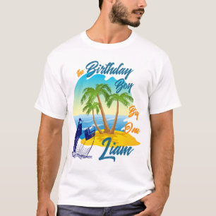 T-shirt Thème de plage pour garçon d'anniversaire avec nom