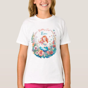 T-shirt Thème de sirène Fille Florale Anniversaire Birl
