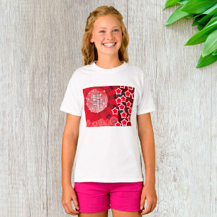 T-shirt Thème de soirée disco rouge avec étoiles et boule