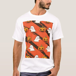 T-shirt Thème d'Halloween citrouille, motif sans couture.
