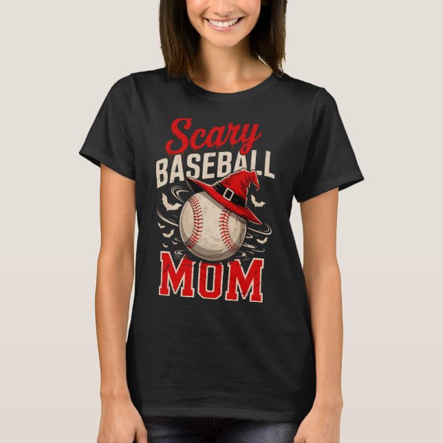 T-shirt Thème d'Halloween maman Baseball effrayant (Devant)