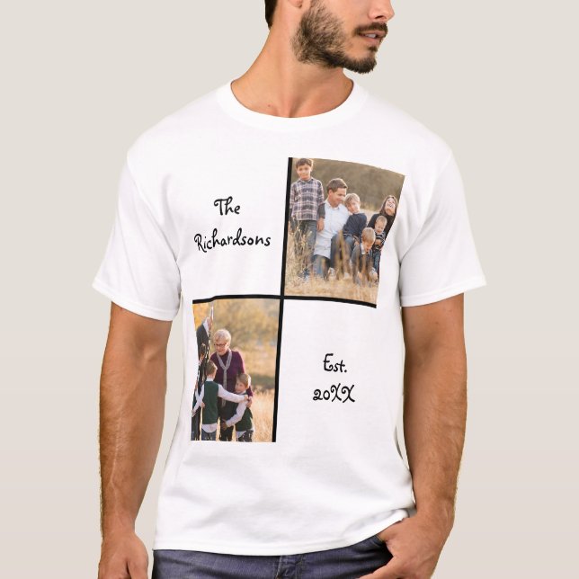 T-shirt Thème Famille Collage Photo (Devant)