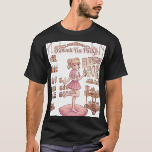 T-shirt Thème Fille Anime Rose Kawaii Thé Party