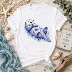 T-shirt Thème floral loutre de mer