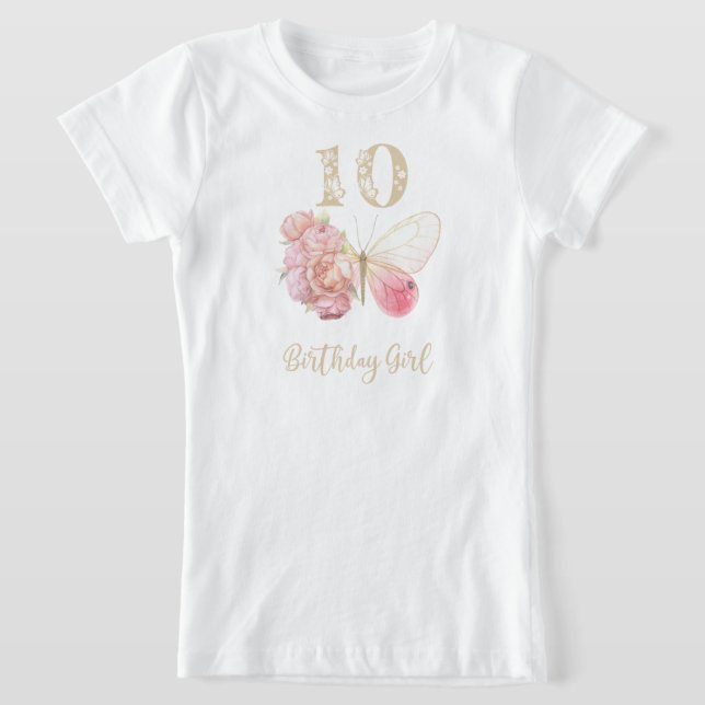 T-Shirt Thème floral papillon 10e anniversaire (Poser)