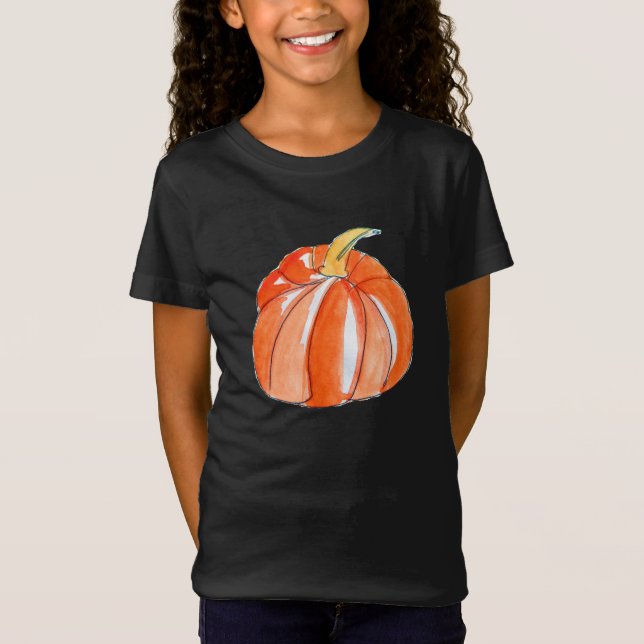 T-Shirt Thème Halloween noir et orange citrouille (Devant)