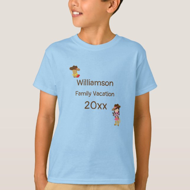 T-shirt Thème Occidental Cowboy Famille Vacances Personnal (Devant)