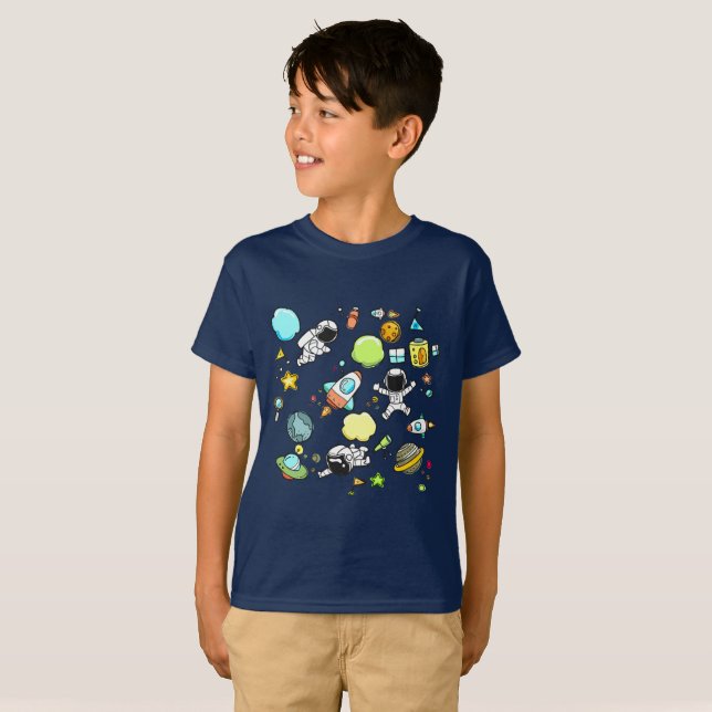 T-shirt Thème spatial cool - Astronauts & Rocket Ships (Devant entier)