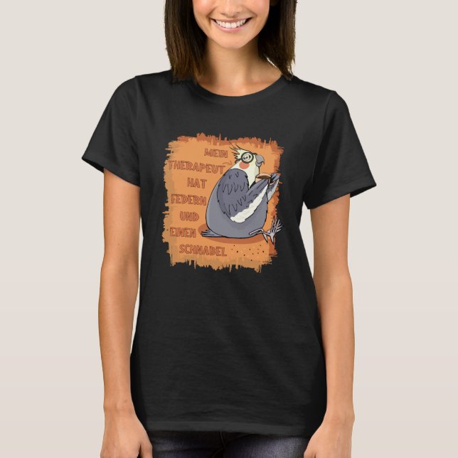 T-shirt Therapeut mit Federn & Schnabel. Nymphensittich (Devant)