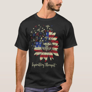 T-shirt Thérapeute respiratoire Drapeau américain Nurs de 