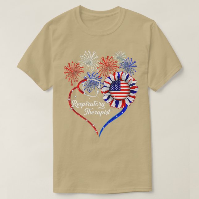 T-shirt Thérapeute respiratoire patriotique 4 juillet Amér (Design devant)