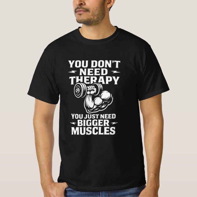 T-shirt Thérapie d'entraînement Plaisanterie Fitness Motiv (Devant)