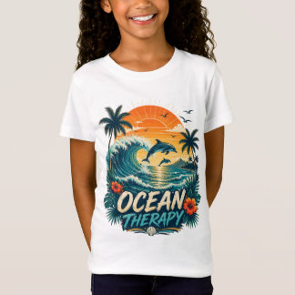 T-Shirt Thérapie Océanique | Plage Tropicale Rétro & Dauph