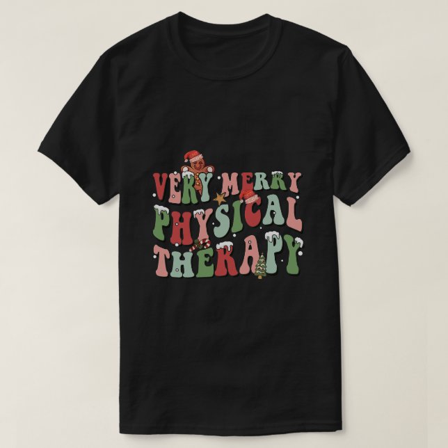 T-shirt Thérapie physique très joyeuse Noël physique Le (Design devant)