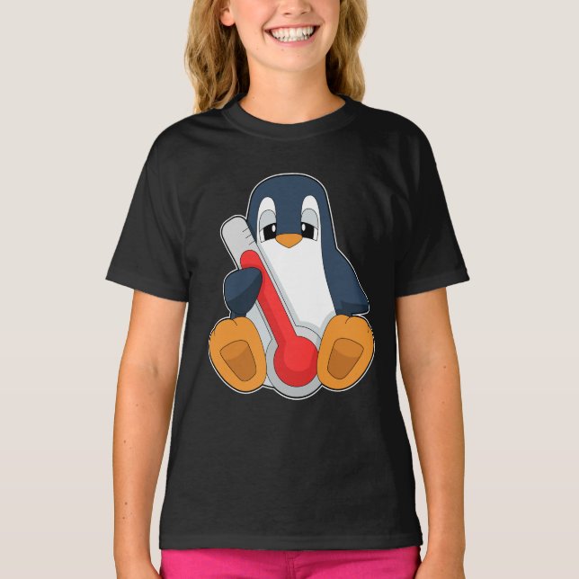 T-shirt Thermomètre de fièvre de pingouin (Devant)