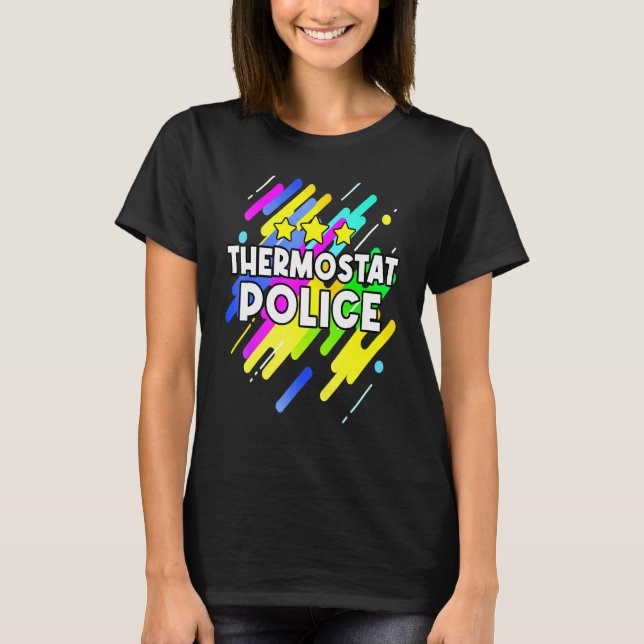 T-shirt Thermostat Police Rétro Police Papa Plaisanter Pèr (Devant)