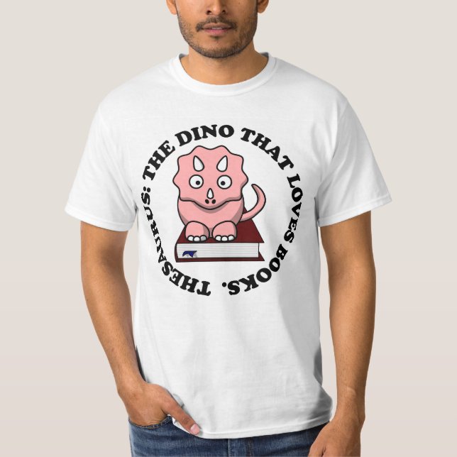 T-shirt Thésaurus : Un dinosaure qui aime des livres de (Devant)
