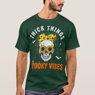 T-shirt Thick Thighs And Spooky Vibes Skull Sunflower Hall