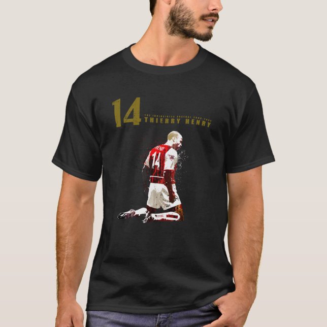 T-shirt Thierry henry 14 sur rouge foncé (Devant)