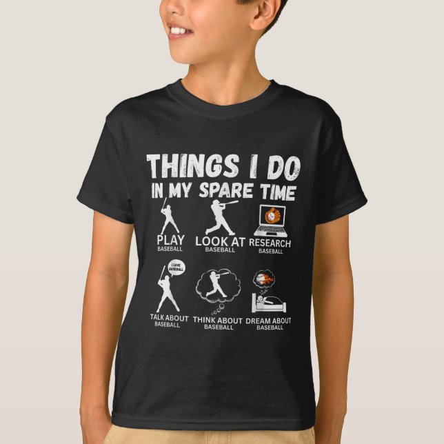 T-shirt Things I Do Spare Time Baseball Funny Player Men W (Devant)