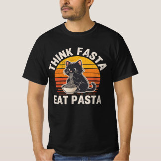 T-shirt Think Fasta Eat Pasta Shirt – Funny Cat Pasta Love