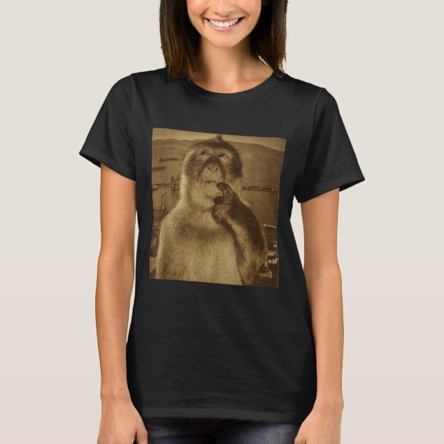 T-shirt Thinking Monkey Meme Vintage Retro  (Devant)