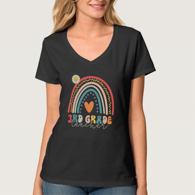 T-shirt Third Grade Back to School Rainbow Hello 3rd Grade (Devant)