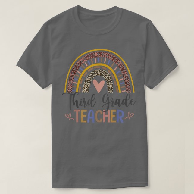 T-shirt Third Grade Teacher Leopard Boho Rainbow Back To S (Design devant)
