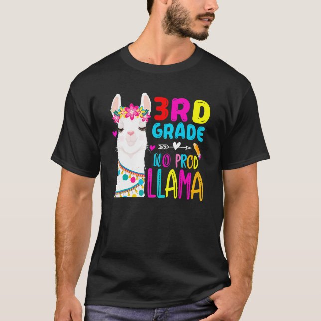 T-shirt Third Team 3rd Grade Teacher Rainbow No Prob Llama (Devant)