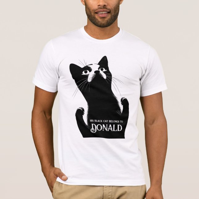 T-shirt This Black Cat Belongs to [Name] – Personalized (Devant)