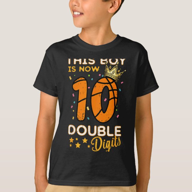 T-shirt This Boy Now 10 Double Digits Crown 10th Birthday  (Devant)