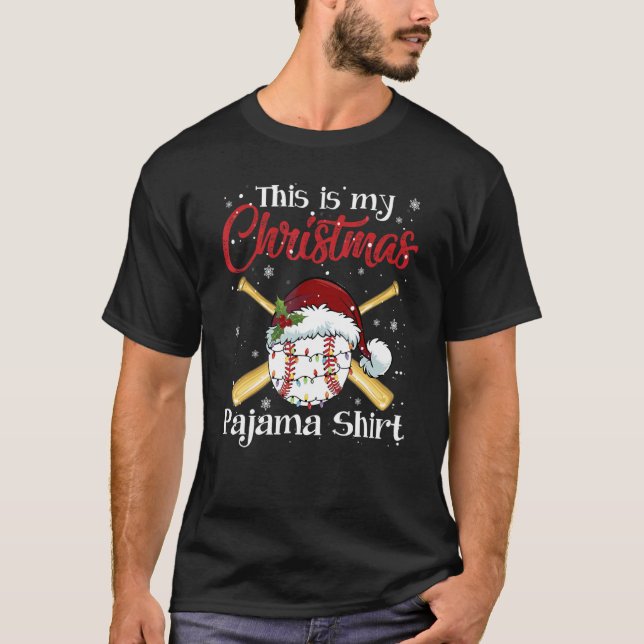 T-shirt This Is My Christmas Baseball Pajama  For Boys Men (Devant)