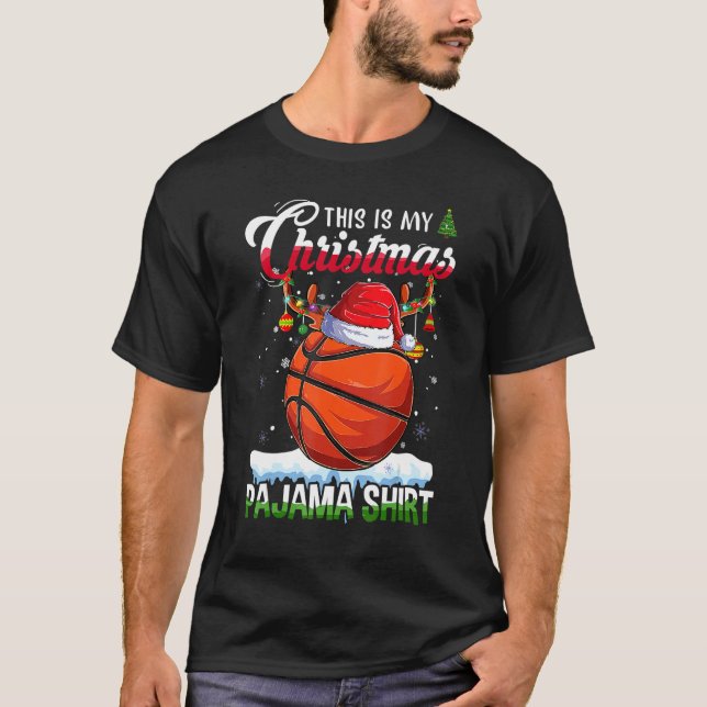 T-shirt This Is My Christmas Pajama  Basketball Xmas Light (Devant)