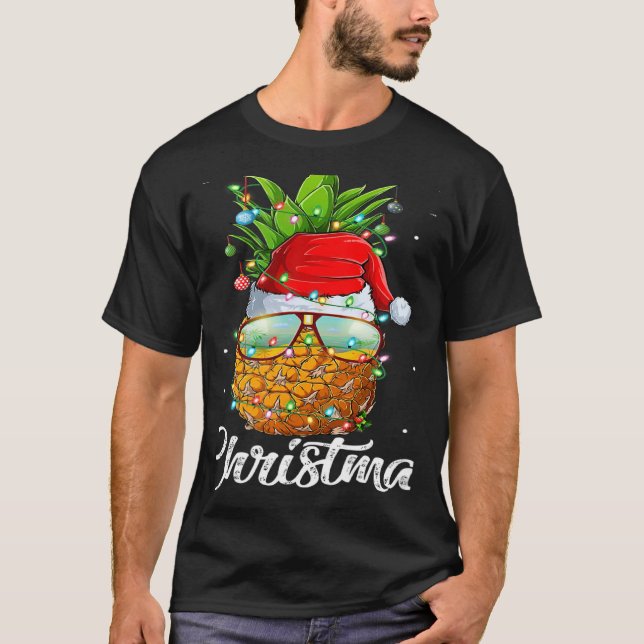 T-shirt This Is My Christmas Pajama  Lighting Pineapple Xm (Devant)