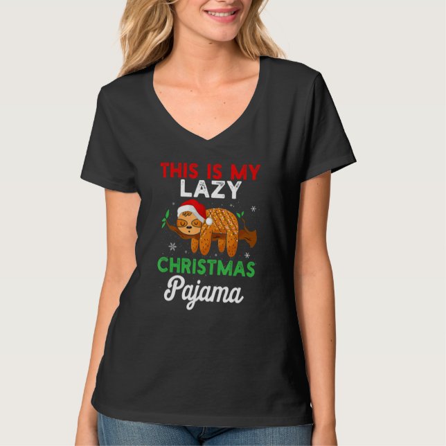T-shirt This Is My Lazy Christmas Pajama Sleeping Sloth Xm (Devant)
