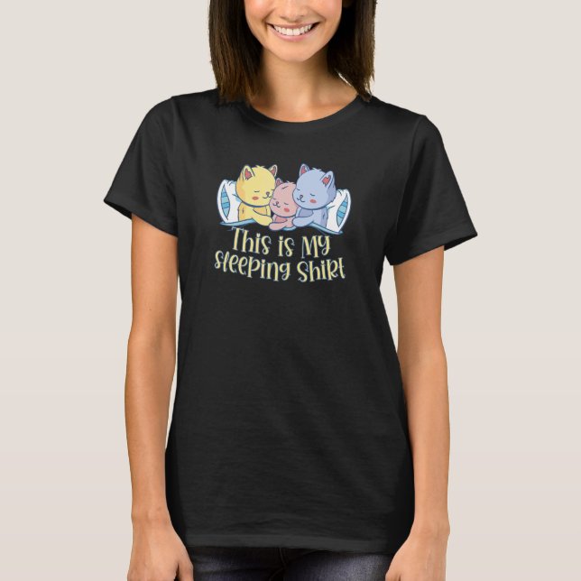 T-shirt This is My Sleeping   Cat Kittens Pajamas Kids Wom (Devant)
