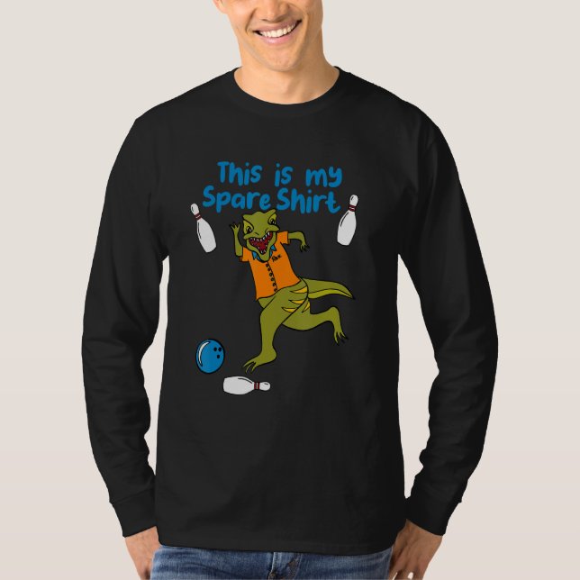 T-shirt This is My Spare Shirt Funny Bowling Dinosaur Bowl (Devant)