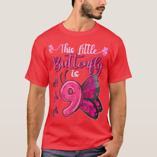 T-shirt This Little Butterfly Is 9 Year Old 9th Birthday B