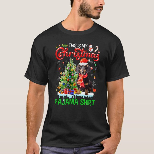 T-shirt This My Christmas Pajama  Dachshund Scarf Santa Xm (Devant)