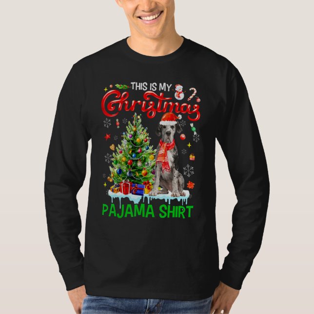 T-shirt This My Christmas Pajama   Great Dane Scarf Santa  (Devant)