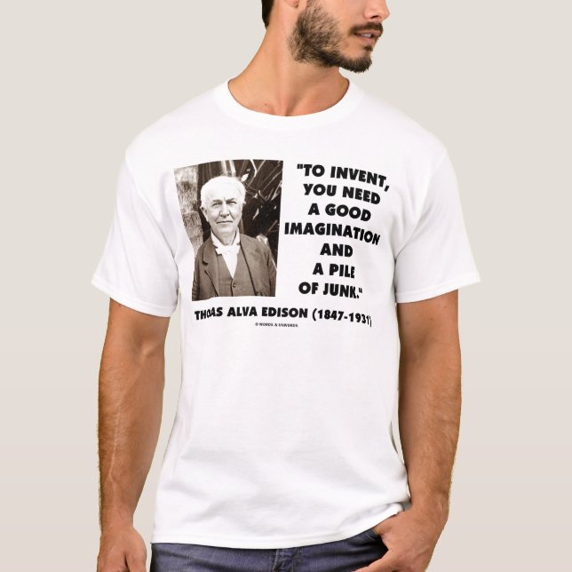 T-shirt Thomas Edison pour inventer la pile d'imagination (Devant)
