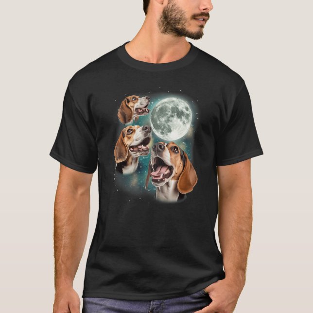 T-shirt Three Beagle Moon  3 Howling Beagles Funny Dog Can (Devant)