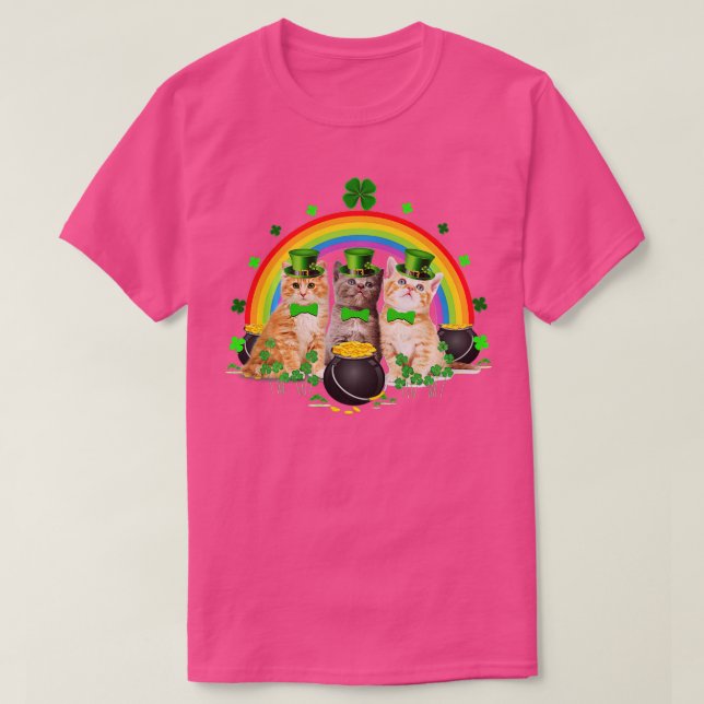 T-shirt Three Cat St Patricks Day  Kitty Kitten Lover Iris (Design devant)